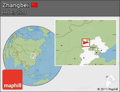 Savanna Style Location Map of Zhangbei, highlighted parent region