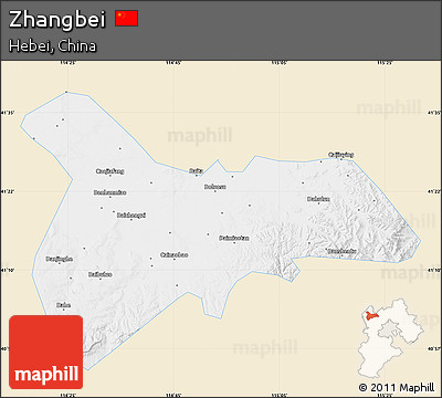 Classic Style Map of Zhangbei, single color outside