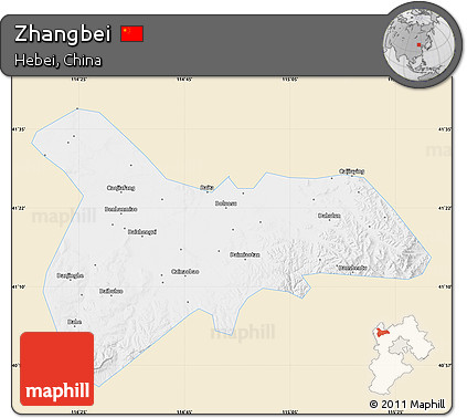 Classic Style Map of Zhangbei, single color outside