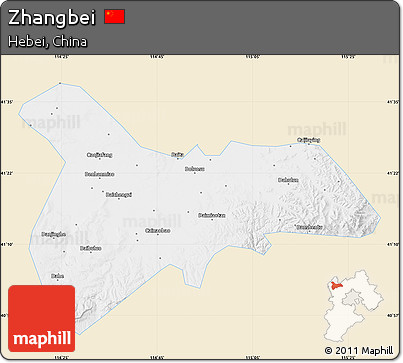 Classic Style Map of Zhangbei, single color outside