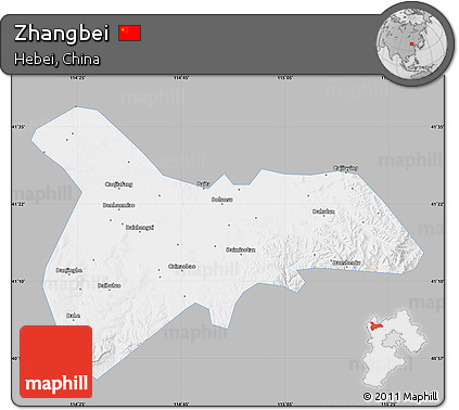 Gray Map of Zhangbei, single color outside