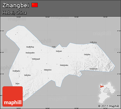Gray Map of Zhangbei, single color outside
