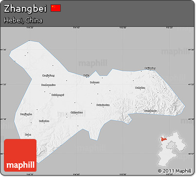 Gray Map of Zhangbei, single color outside