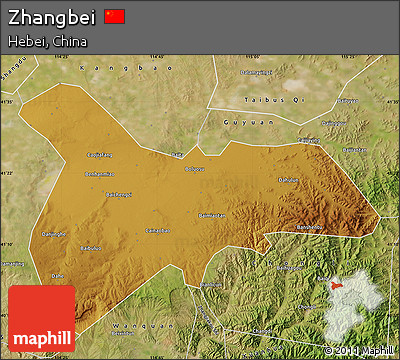 Physical Map of Zhangbei, satellite outside