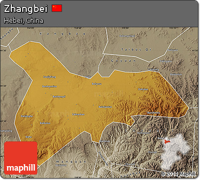 Physical Map of Zhangbei, semi-desaturated