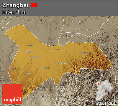 Physical Map of Zhangbei, semi-desaturated