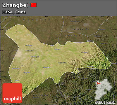 Satellite Map of Zhangbei, darken