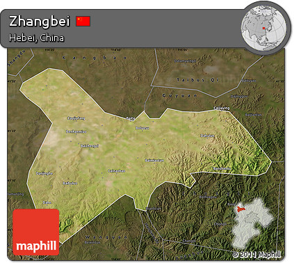 Satellite Map of Zhangbei, darken