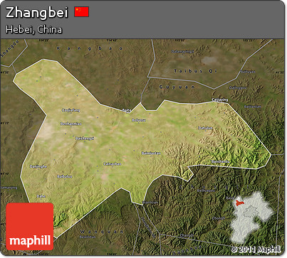 Satellite Map of Zhangbei, darken