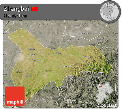 Satellite Map of Zhangbei, semi-desaturated