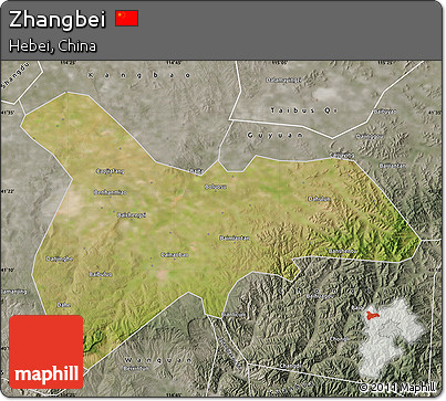 Satellite Map of Zhangbei, semi-desaturated