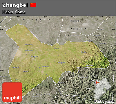 Satellite Map of Zhangbei, semi-desaturated
