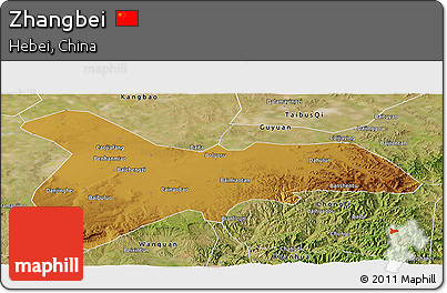 Physical Panoramic Map of Zhangbei, satellite outside