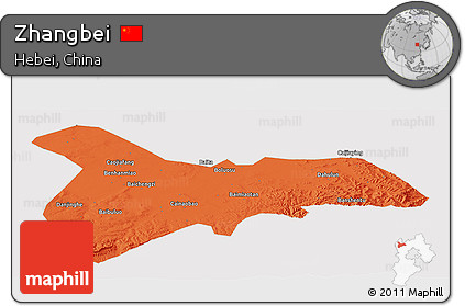 Political Panoramic Map of Zhangbei, cropped outside