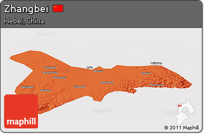 Political Panoramic Map of Zhangbei, cropped outside