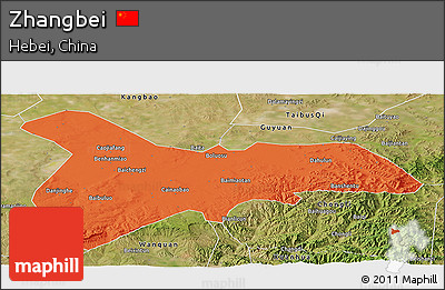 Political Panoramic Map of Zhangbei, satellite outside