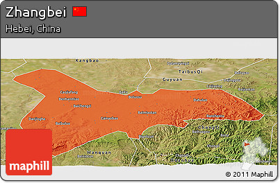 Political Panoramic Map of Zhangbei, satellite outside