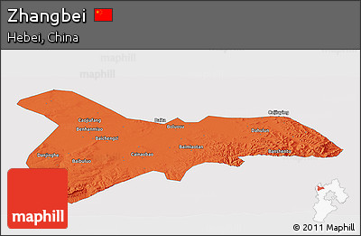 Political Panoramic Map of Zhangbei, single color outside