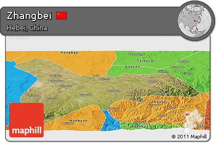 Satellite Panoramic Map of Zhangbei, political outside
