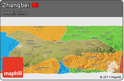 Satellite Panoramic Map of Zhangbei, political outside