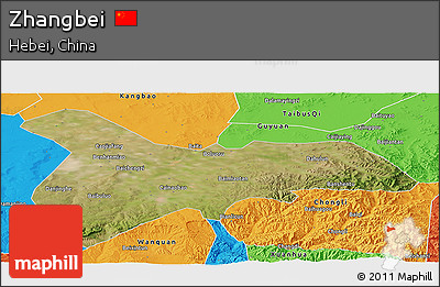 Satellite Panoramic Map of Zhangbei, political outside