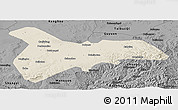 Shaded Relief Panoramic Map of Zhangbei, darken, desaturated