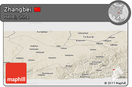 Shaded Relief Panoramic Map of Zhangbei