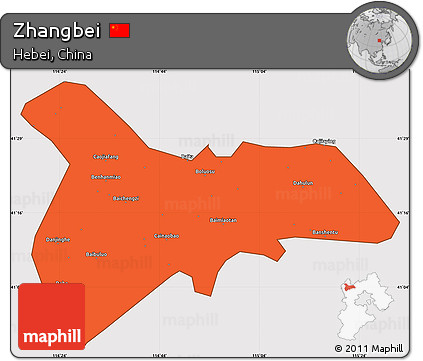 Political Simple Map of Zhangbei, cropped outside