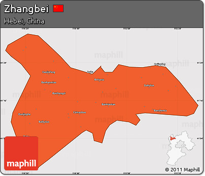 Political Simple Map of Zhangbei, cropped outside