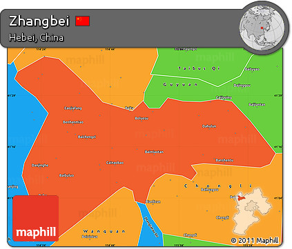 Political Simple Map of Zhangbei