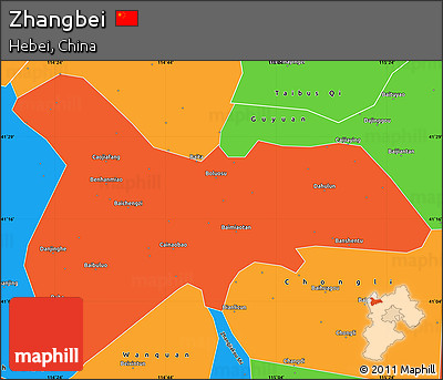 Political Simple Map of Zhangbei