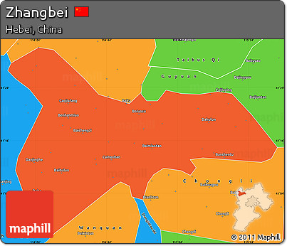 Political Simple Map of Zhangbei