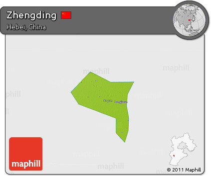 Physical 3D Map of Zhengding, single color outside