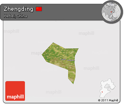 Satellite 3D Map of Zhengding, cropped outside