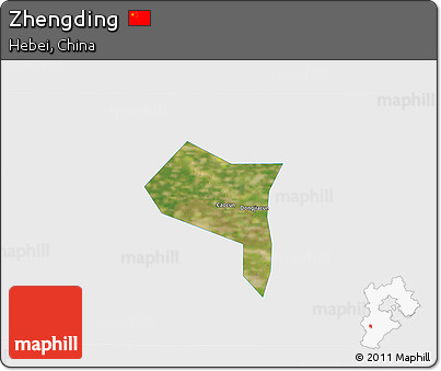 Satellite 3D Map of Zhengding, single color outside