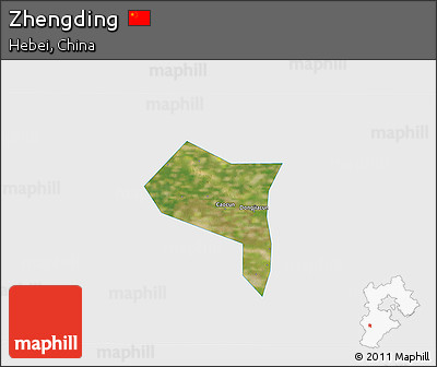 Satellite 3D Map of Zhengding, single color outside