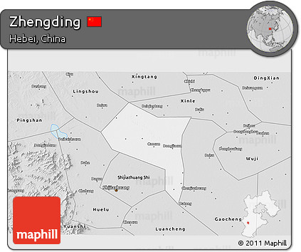 Silver Style 3D Map of Zhengding
