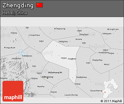 Silver Style 3D Map of Zhengding