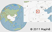 Savanna Style Location Map of Zhengding, highlighted country, hill shading