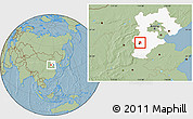 Savanna Style Location Map of Zhengding, highlighted parent region, hill shading