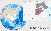 Shaded Relief Location Map of Zhengding, highlighted country, highlighted parent region