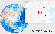 Shaded Relief Location Map of Zhengding, highlighted country