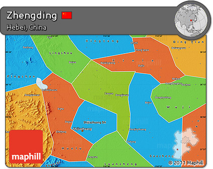 Physical Map of Zhengding, political outside