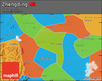 Physical Map of Zhengding, political outside