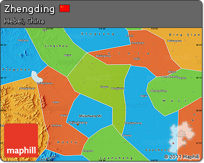 Physical Map of Zhengding, political outside