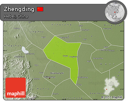 Physical Map of Zhengding, semi-desaturated