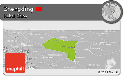 Physical Panoramic Map of Zhengding, lighten, desaturated