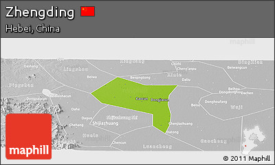 Physical Panoramic Map of Zhengding, lighten, desaturated