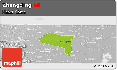 Physical Panoramic Map of Zhengding, lighten, desaturated