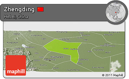 Physical Panoramic Map of Zhengding, semi-desaturated